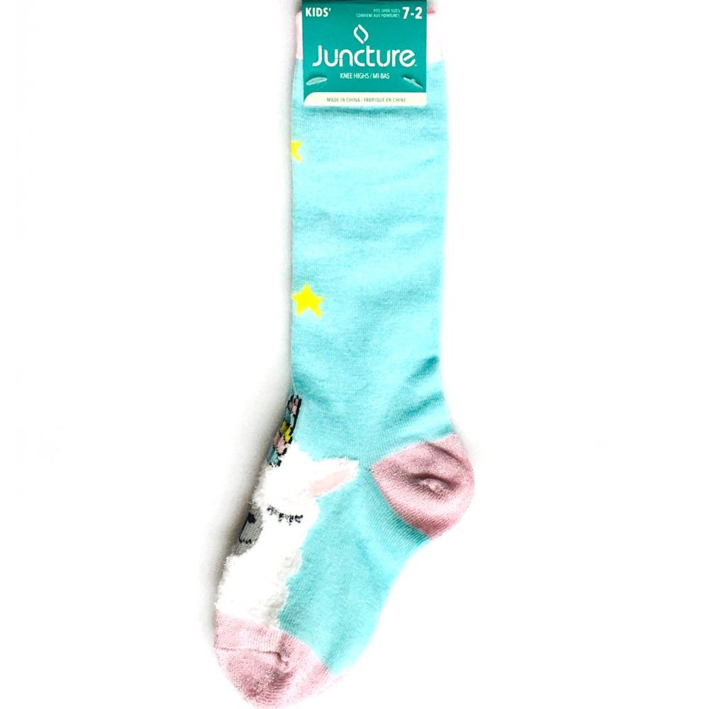 KIDS Llamacorn Furry Face Knee High Socks - Picture 2 of 4